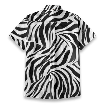 Sixty Eight 93 Logo White & Black Zebra Cotton Button Up Shirt