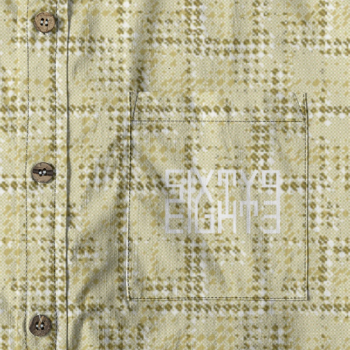 Sixty Eight 93 Logo White Misty Moss Vanilla Cotton Button Up Shirt
