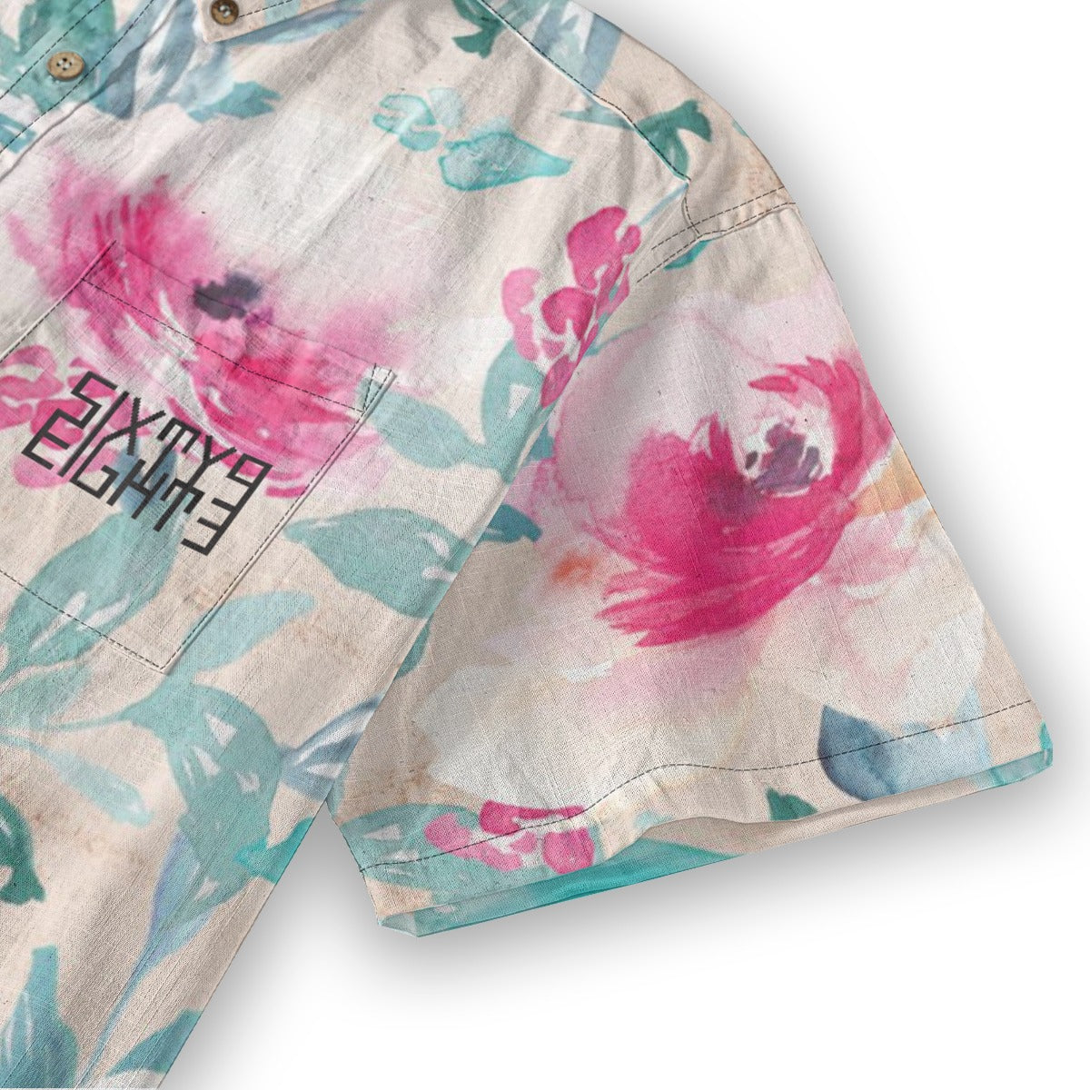 Sixty Eight 93 Logo Black Floral Heaven Cotton Button Up Shirt