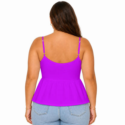 Sixty Eight 93 Logo White Women's Grape Cami Peplum Top