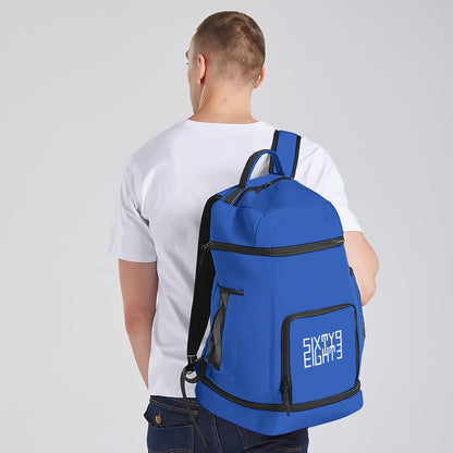 Sixty Eight 93 Logo White Blue Multifunctional Oxford Backpack