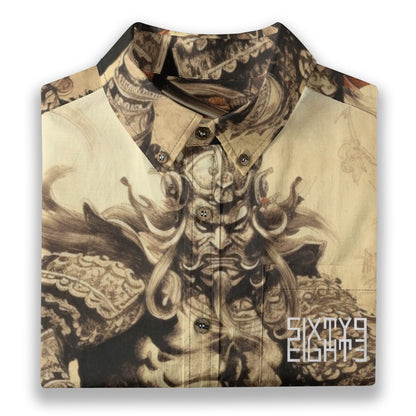 Sixty Eight 93 Logo White Legendary Sam Cotton Button Up Shirt