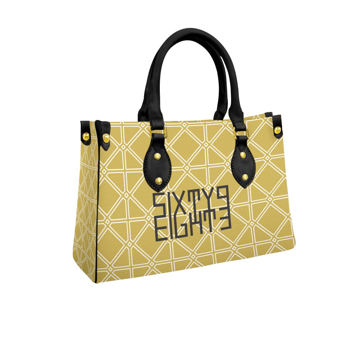 Sixty Eight 93 Logo Black Women's Tote Bag With Black Handle #12