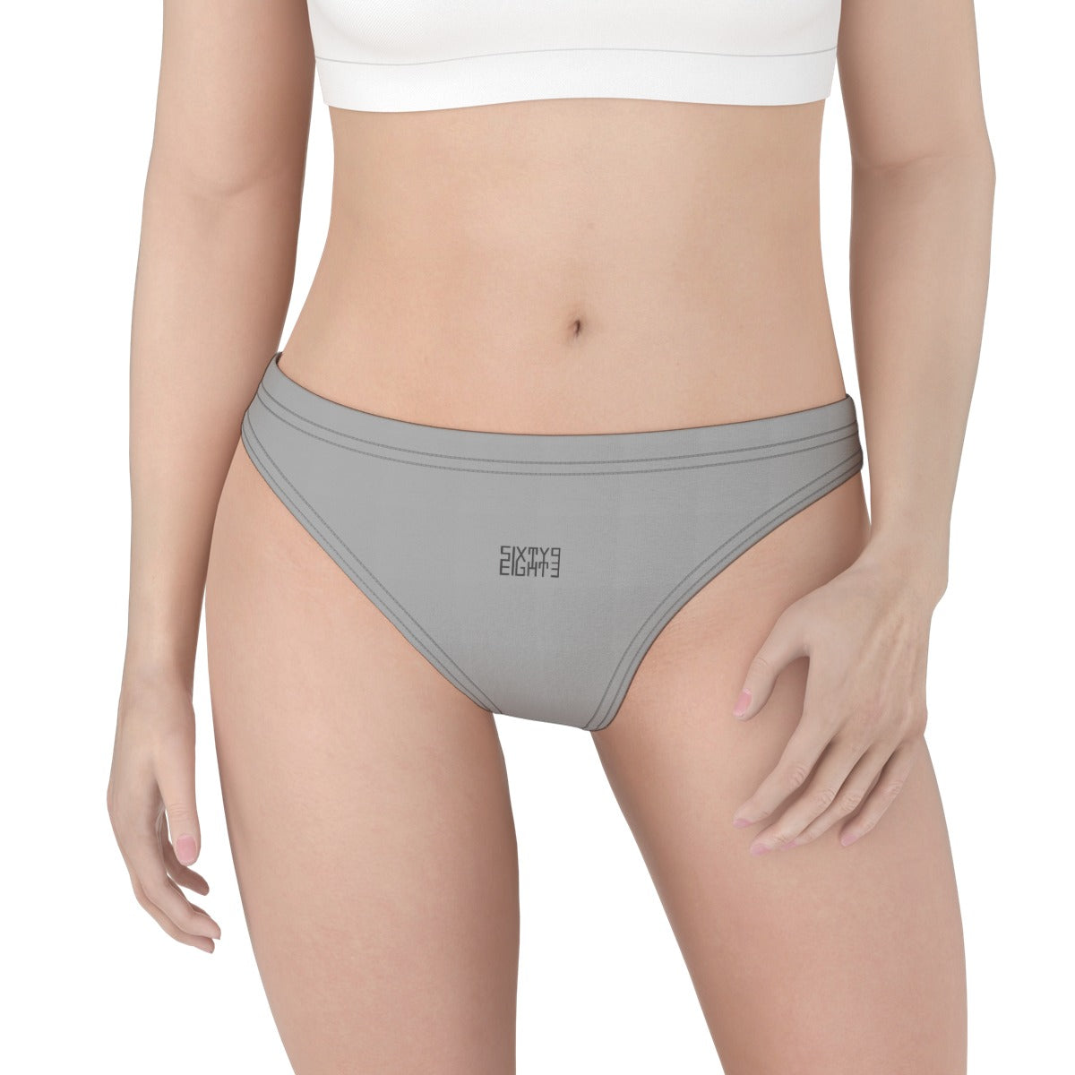 Sixty Eight 93 Logo Black Grey Women's Low Cut Thong