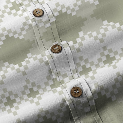 Sixty Eight 93 Logo Black Pale Silver Diamond Cotton Button Up Shirt
