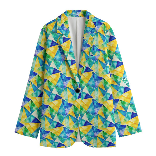 Sixty Eight 93 Gold & Blue Geo Women's Leisure Blazer