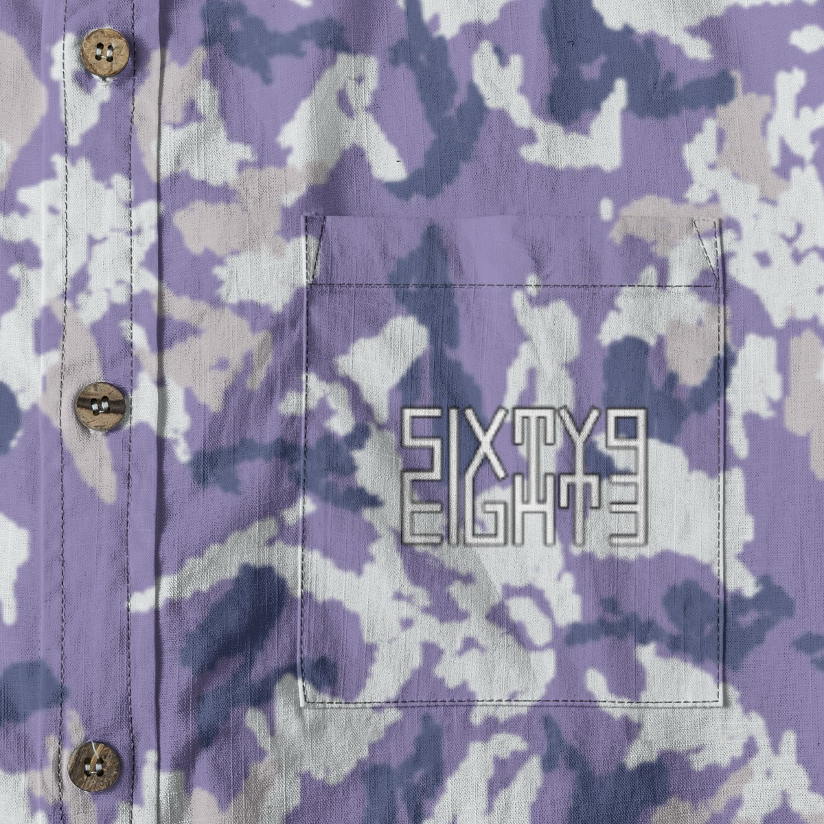 Sixty Eight 93 Logo White & Black Cool Blue Silver Cotton Button Up Shirt
