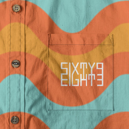 Sixty Eight 93 Logo White Sunray Sienna Cotton Button Up Shirt