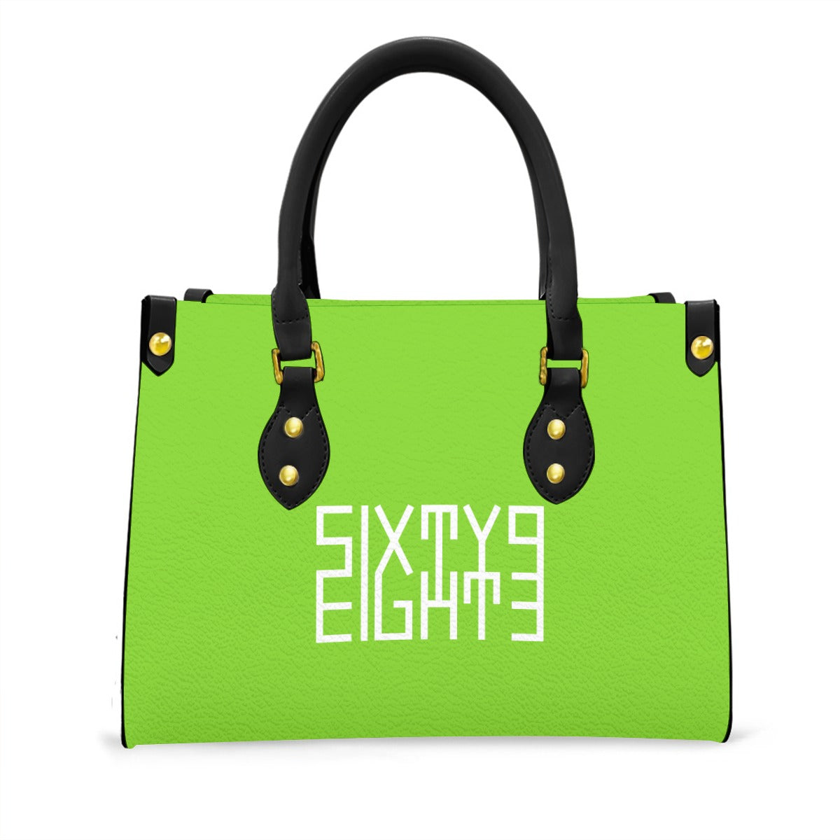 Sixty Eight 93 Logo White Green Apple Women's Tote Bag With Black Handle