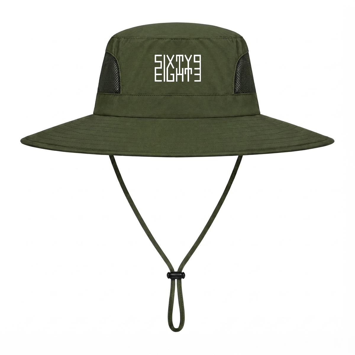 Sixty Eight 93 Logo White UPF 50+ Wide Brim Outdoor Sun Hat