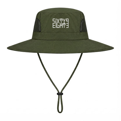 Sixty Eight 93 Logo White UPF 50+ Wide Brim Outdoor Sun Hat