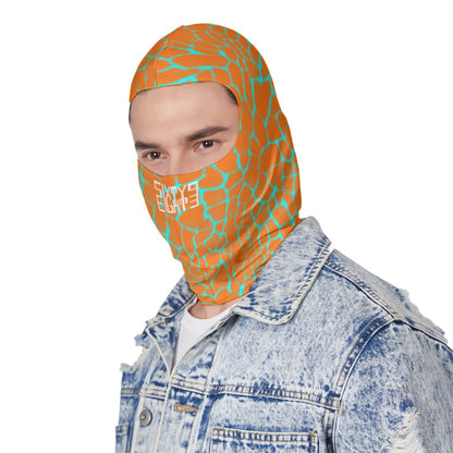 Sixty Eight 93 Logo White Boa Orange & Aqua Blue Balaclava Face Mask