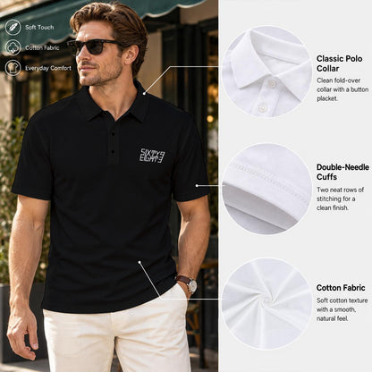 Sixty Eight 93 Logo White Black Men's Cotton Polo Shirt