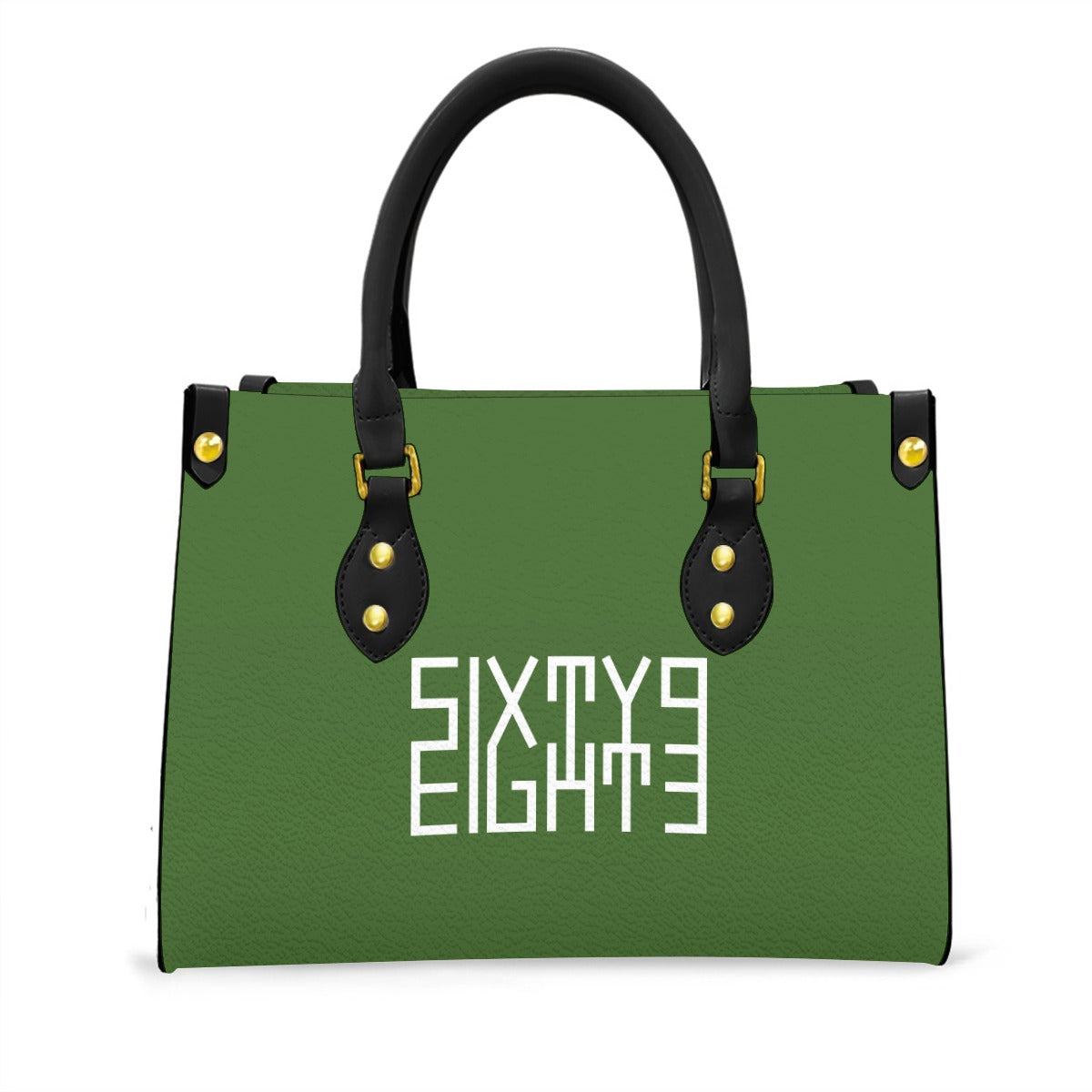 Sixty Eight 93 Logo White Forest Green Women's Tote Bag With Black Handle
