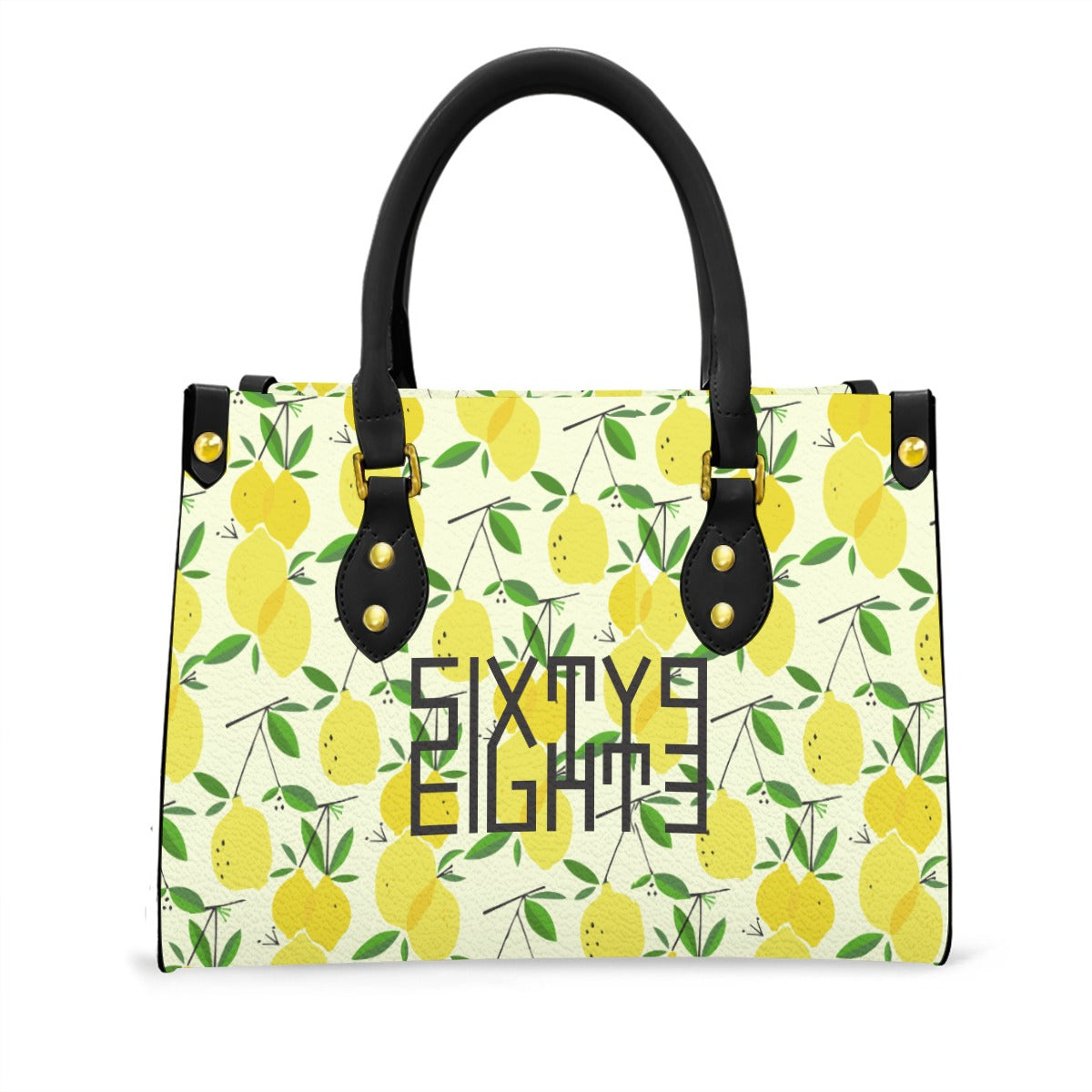 Sixty Eight 93 Logo Black Women's Tote Bag With Black Handle #10