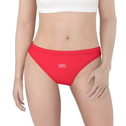 Sixty Eight 93 Logo White Red Women's Low Cut Thong