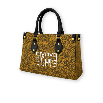 Sixty Eight 93 Logo White Cheetah Orange Women's Tote Bag With Black Handle