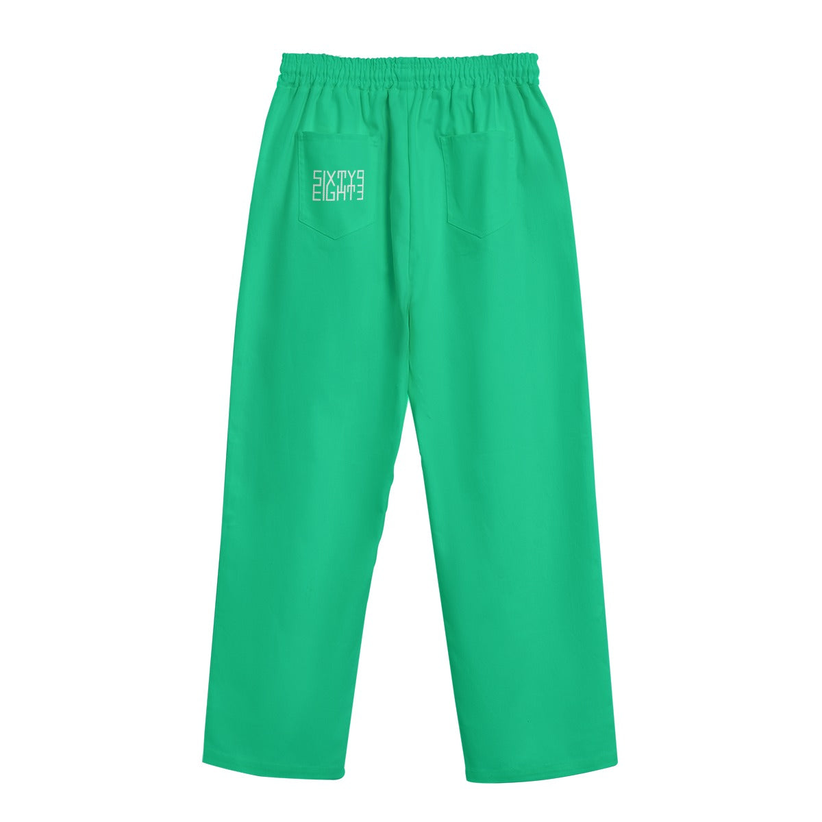 Sixty Eight 93 Logo White Sea Green Unisex Straight Casual Pants