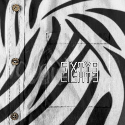 Sixty Eight 93 Logo White & Black Zebra Cotton Button Up Shirt