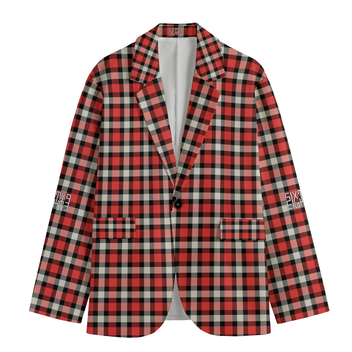 Sixty Eight 93 RBC Plaid Men's Casual Flat Lapel Collar Blazer