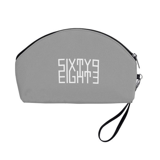 Sixty Eight 93 Logo White Grey Curved Cosmetic Bag