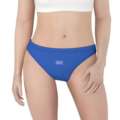 Sixty Eight 93 Logo White Blue Women's Low Cut Thong