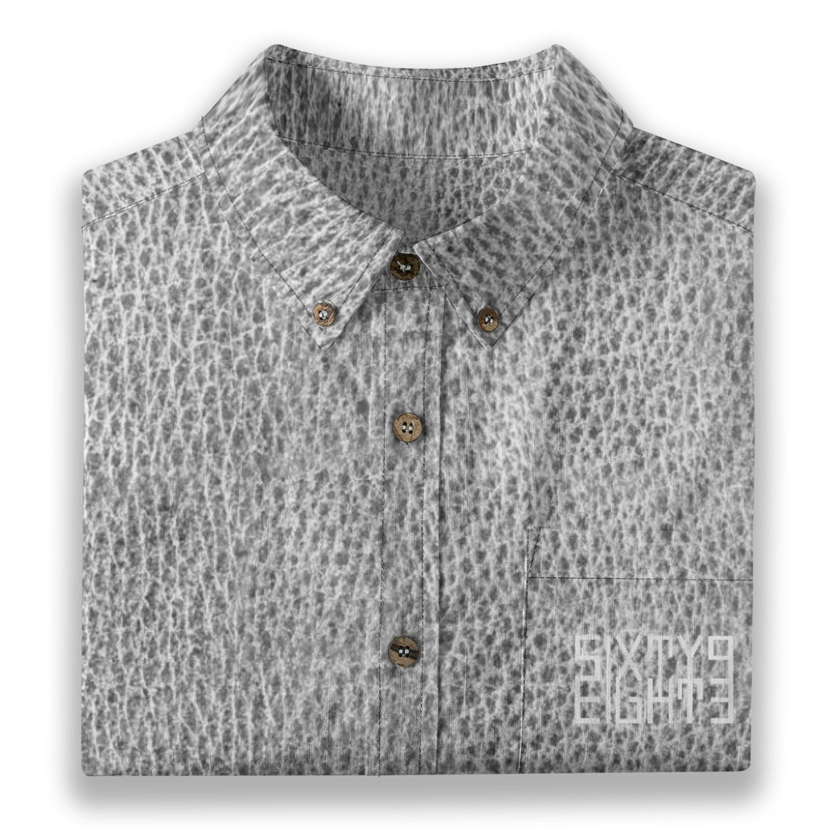 Sixty Eight 93 Logo White Old Silver Platinum Cotton Button Up Shirt