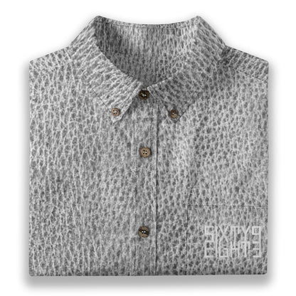 Sixty Eight 93 Logo White Old Silver Platinum Cotton Button Up Shirt