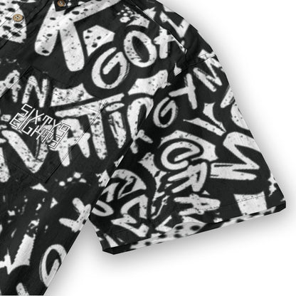 Sixty Eight 93 Logo White & Black Motive Cotton Button Up Shirt