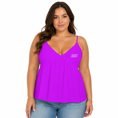 Sixty Eight 93 Logo White Women's Grape Cami Peplum Top