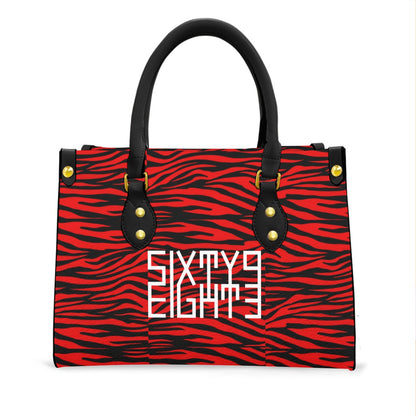 Sixty Eight 93 Logo White Zebra Red Women's Tote Bag With Black Handle