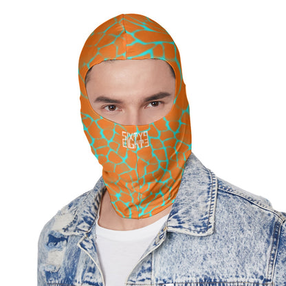 Sixty Eight 93 Logo White Boa Orange & Aqua Blue Balaclava Face Mask