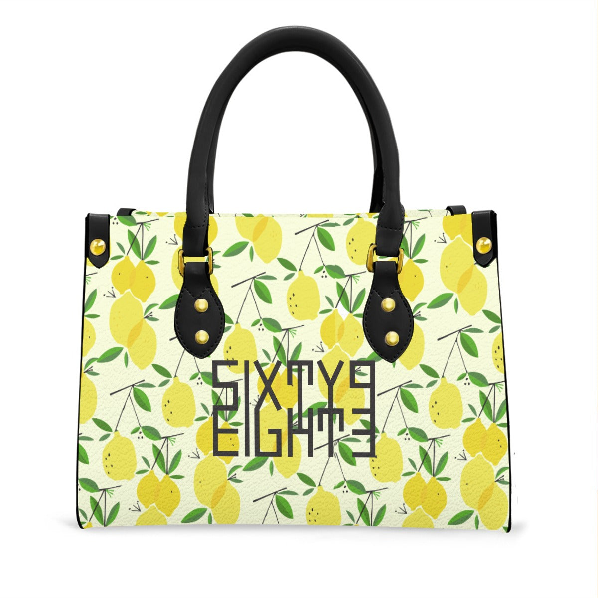 Sixty Eight 93 Logo Black Women's Tote Bag With Black Handle #10