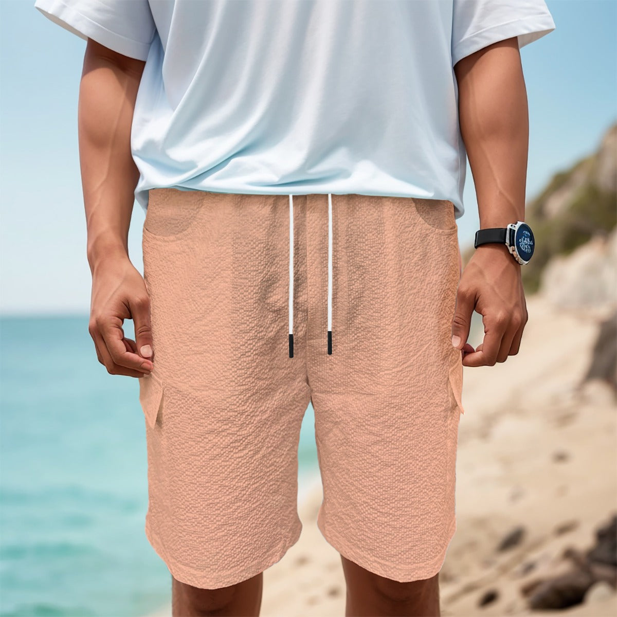 Sixty Eight 93 Logo White Peach Men's Cargo Shorts