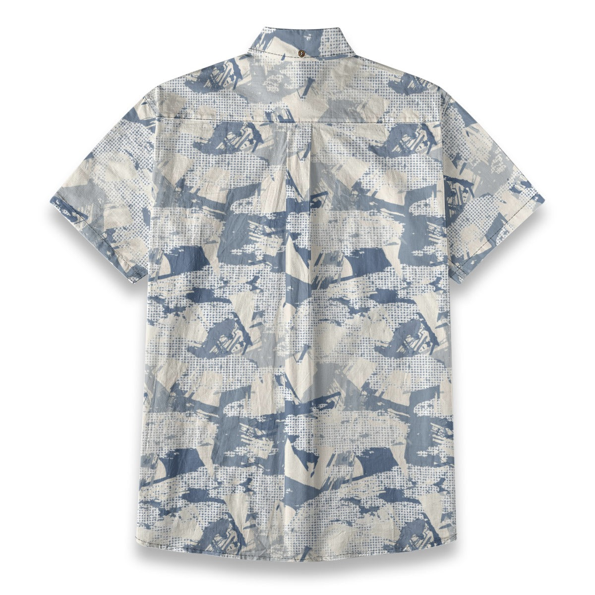 Sixty Eight 93 Logo Black Camo Blue & Grey Cotton Button Up Shirt