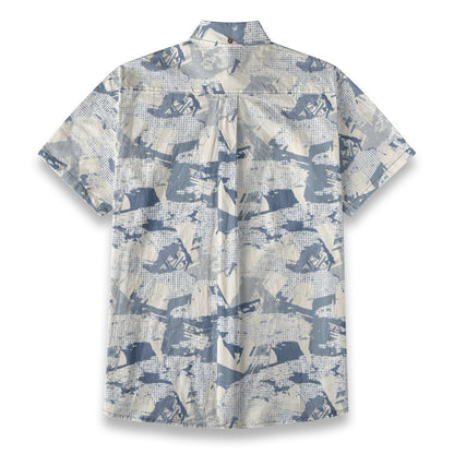 Sixty Eight 93 Logo Black Camo Blue & Grey Cotton Button Up Shirt