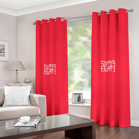 Sixty Eight 93 Red Large Size Grommet Curtains