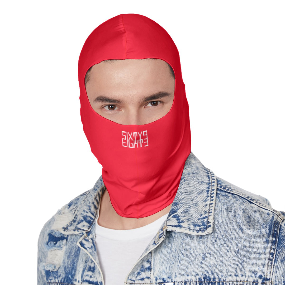 Sixty Eight 93 Logo White Red Balaclava Face Mask