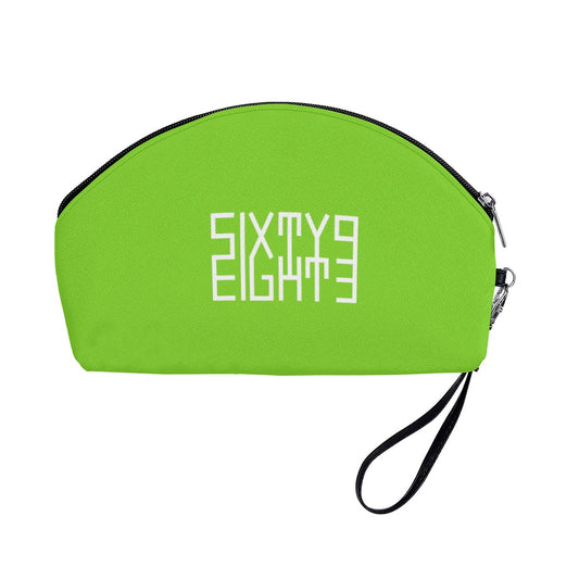 Sixty Eight 93 Logo White Green Apple Curved Cosmetic Bag