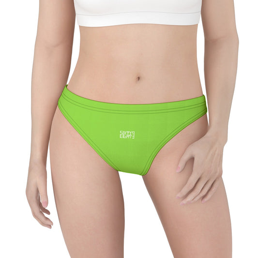 Sixty Eight 93 Logo White Green Apple Women's Low Cut Thong