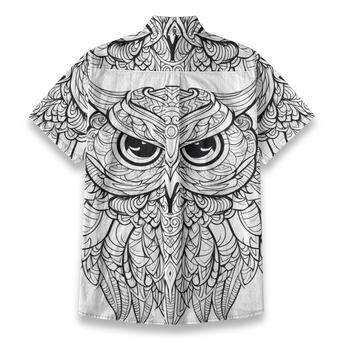 Sixty Eight 93 Logo White & Black Owl Cotton Button Up Shirt