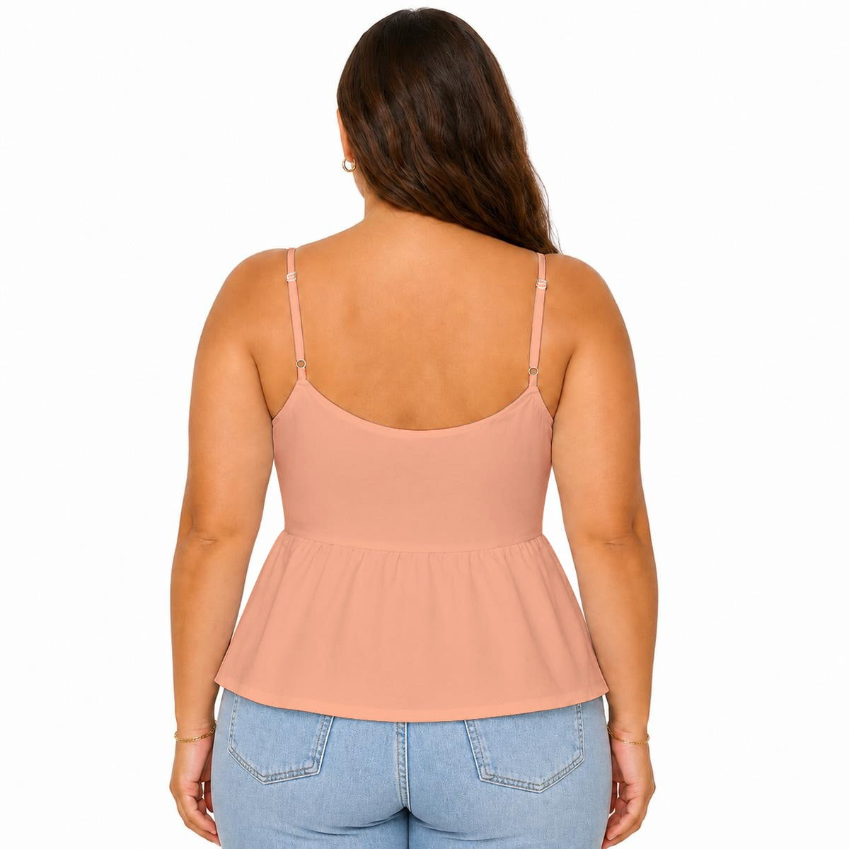 Sixty Eight 93 Logo White Women's Peach Cami Peplum Top