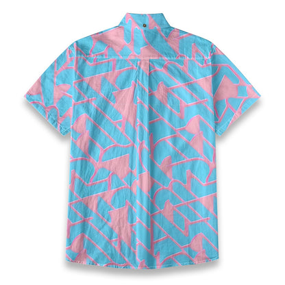 Sixty Eight 93 Logo White Sky Blue Bubblegum Cotton Button Up Shirt