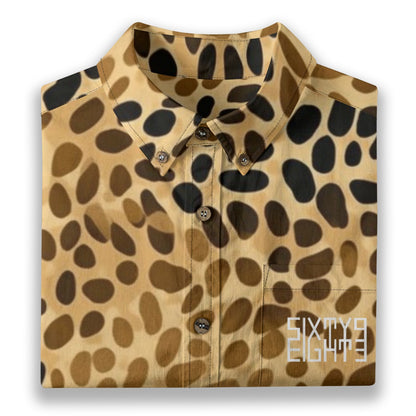 Sixty Eight 93 Logo White Spotted Gold Cotton Button Up Shirt