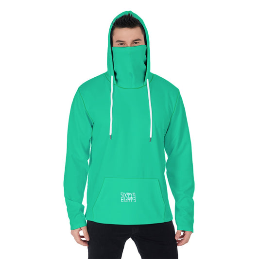 Sixty Eight 93 Sea Green Men's Heavy Fleece Hoodie With Mask