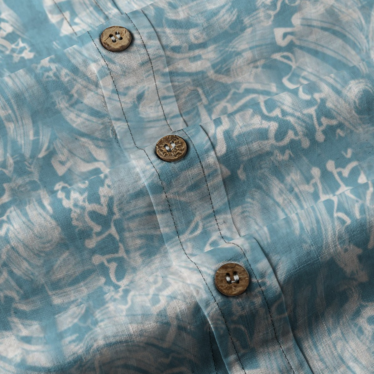 Sixty Eight 93 Logo White Dark Electric Blue & White Cotton Button Up Shirt