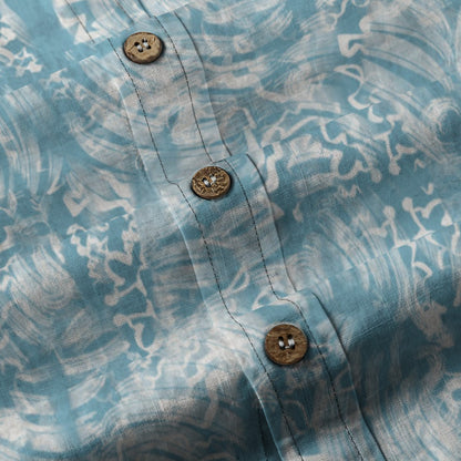 Sixty Eight 93 Logo White Dark Electric Blue & White Cotton Button Up Shirt