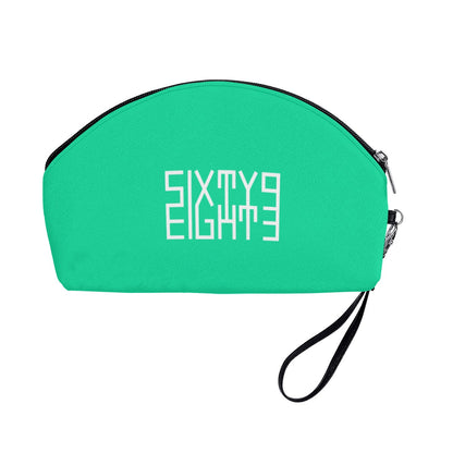 Sixty Eight 93 Logo White Sea Green Curved Cosmetic Bag