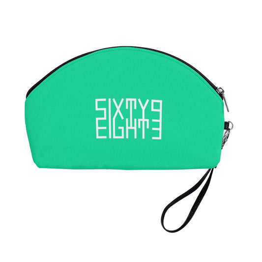Sixty Eight 93 Logo White Sea Green Curved Cosmetic Bag
