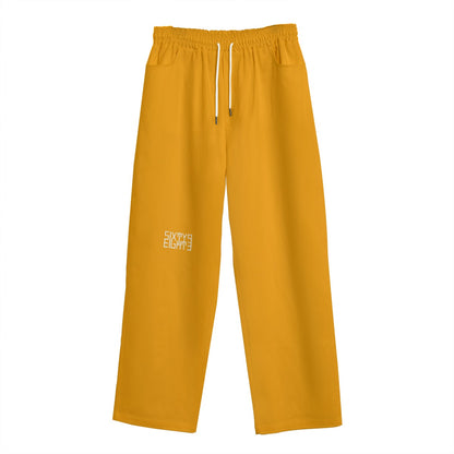 Sixty Eight 93 Logo White Orange Unisex Straight Casual Pants